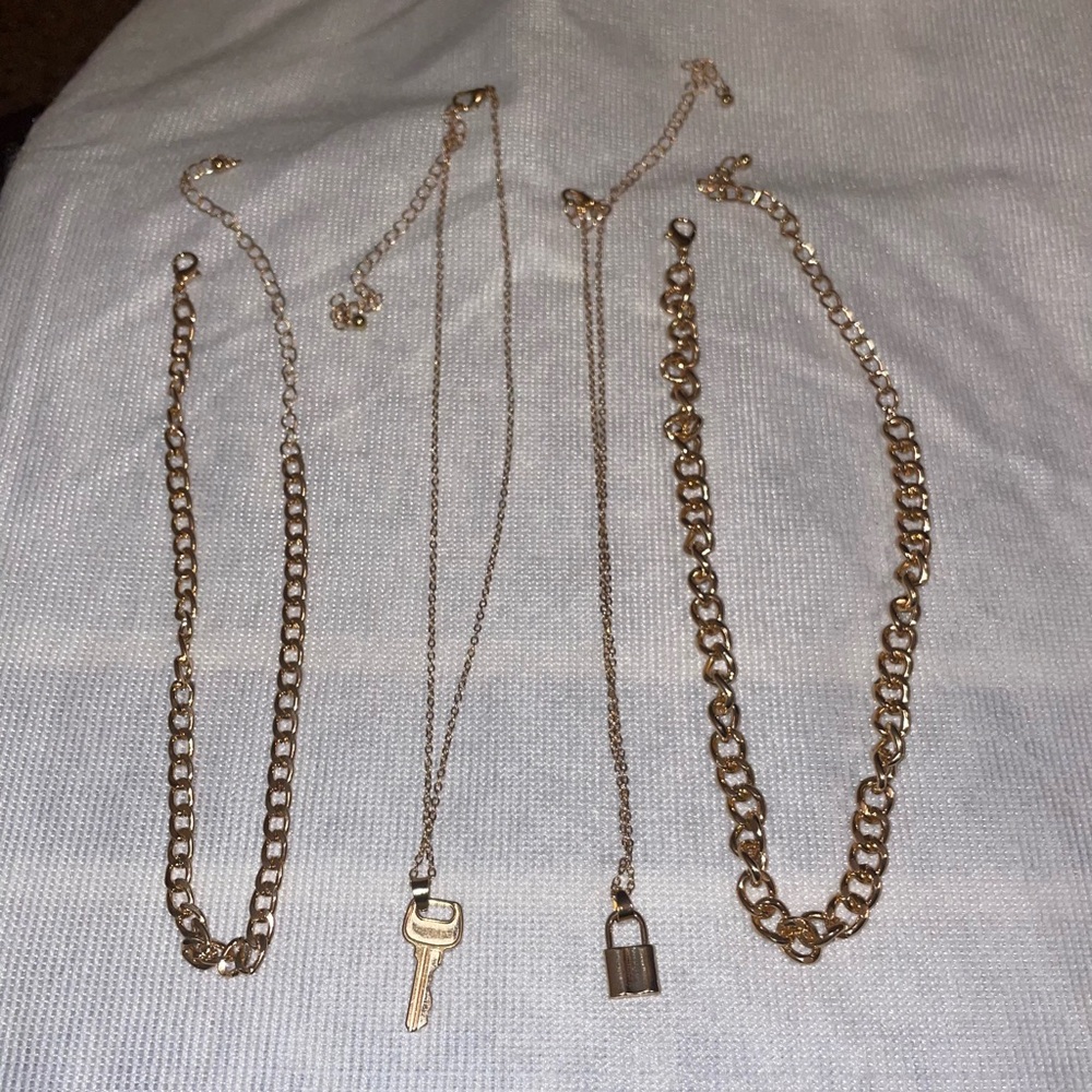 Key & Lock Chain Necklace Set